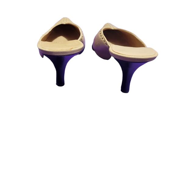 Hermès Tan Leather Stitched Trim Mule Heels, Sz 38 / 7.5 - Picture 6 of 16